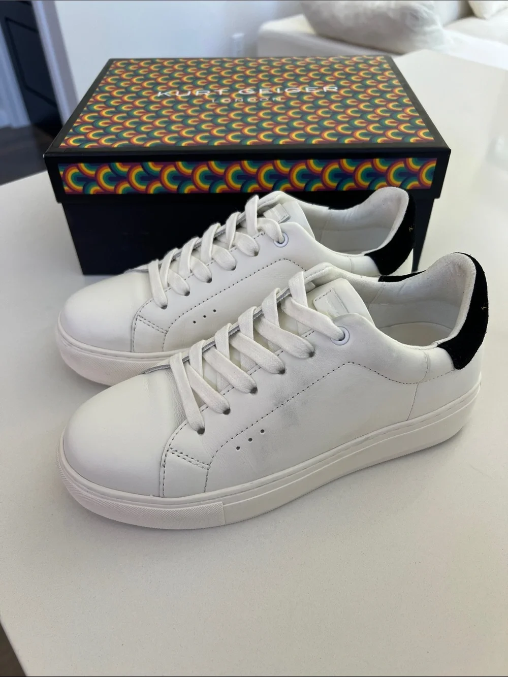 Kurt Geiger laney white leather lace up sneakers 7.5
